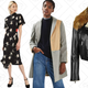 V Neck Dip Dye Jumper, $35 | Orchid High Neck Drape Dress, $60 | Colourblock Boyfriend Style Coat, $55 | Sadler Biker Jacket by Unique, $320